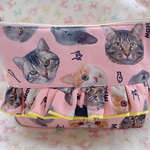 猫ちゃんたくさん♡ティッシュ入れ付きポーチ 20cmファスナー