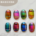 秋冬のマグネット チェック カラフル ネイルチップ 