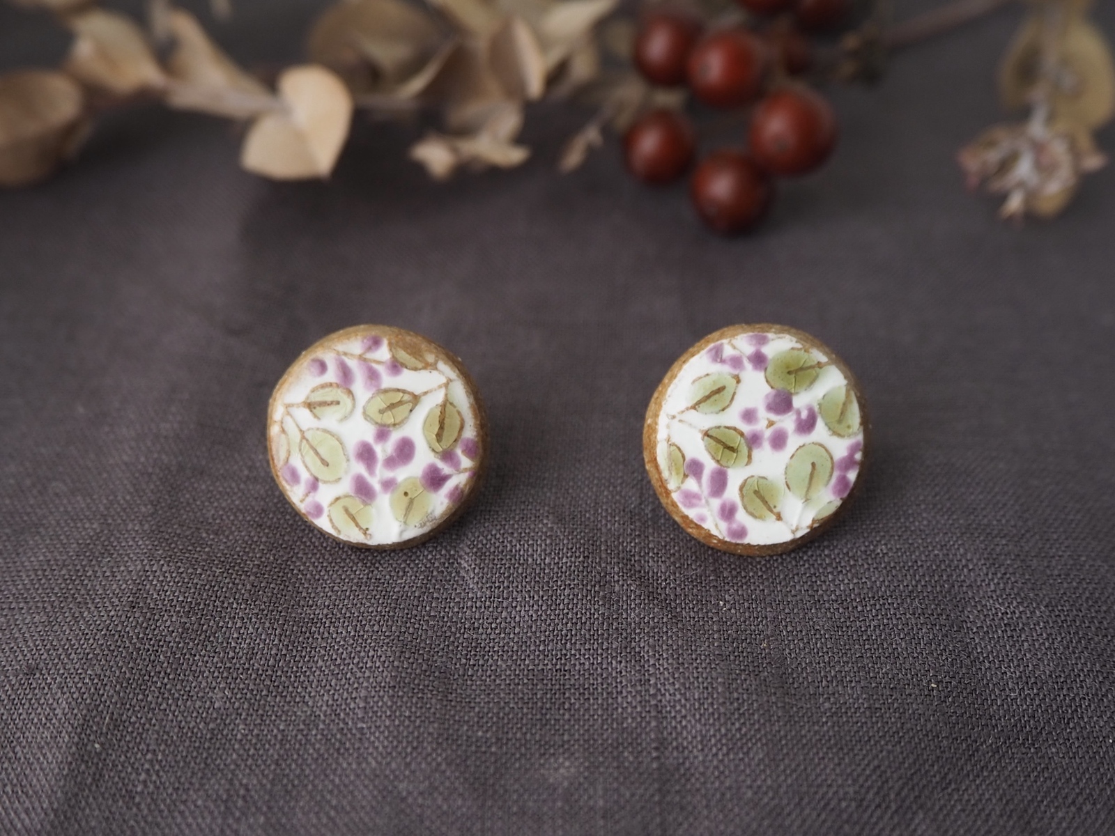 陶器のピアス『萩』