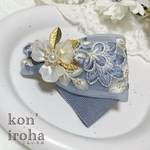 刺繍リボンのアシンメトリーヘアクリップ