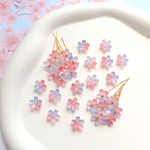 新作★10mm 桜　サクラソウ　梅　お花のガラスビーズ  チェリーピンク×ベビーブルーグラデーション