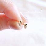 新作　シンプル　2カラー　お洒落　大人女子　繊細　小さな　プチstone　18k　18kgp　シルバー925　ピアス　