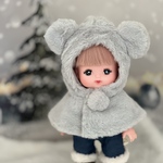 メルちゃん着られる服　ソランちゃん服　レミンちゃん服　お友達人形用洋服　モコモコポンチョ&ブーツセット　暖かい冬服