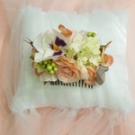 mochi23様専用 antique mini rose comb:ベビーピンクのローズとビオラのヘッドドレス