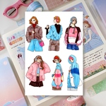  【NEW】音楽を聴く女の子シール46（girls sticker38）人物ステッカー