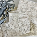 30cm/50cm  インド刺繍リボン  チュール  幅広花柄　ホワイト  #wt1
