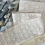 30cm/50cm  インド刺繍リボン  チュール  幅広花柄　ホワイト  #wt28