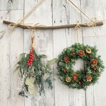 クリスマスリースとスワッグのツイン壁飾り(プリザーブドフラワー)
