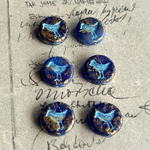 cobalt【2コセット】JIRI＊IVANA#czech beads#チェコビーズ　bird12㍉  irregular cobaltblue/blue gold rain