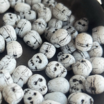 【6コセット】JIRI＊IVANA#czech beads#チェコビーズ　おまめさん骸骨skull12✖️9㍉　white/black matte
