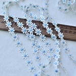 1m 綺麗 花 マーガレットフラワー ケミカルレース ブレード BK241005 ブルー ハンドメイド 手芸 素材 材料