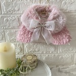 【再販】【尾州ツィード生地使用】 犬用ファー ケープ☆ ピンクのファンシーツィードとファー☆ ケープコート／ハロウィン　クリスマス　バレンタイン