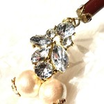 コットンパールとアクリルビジュー付きかんざし
