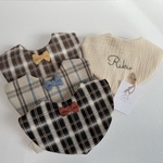 reversible check bib 名入れスタイ チェック柄 男の子スタイ 
