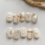 𝐬𝐢𝐳𝐞 𝐨𝐫𝐝𝐞𝐫： 淡色チェックのニットネイル