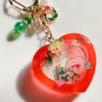 シャカシャカキーホルダー　クリスマススノードーム風ハートシェイカー　RED