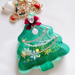 シャカシャカキーホルダー　シンプルなホログラムいっぱいクリスマスツリーシェイカー
