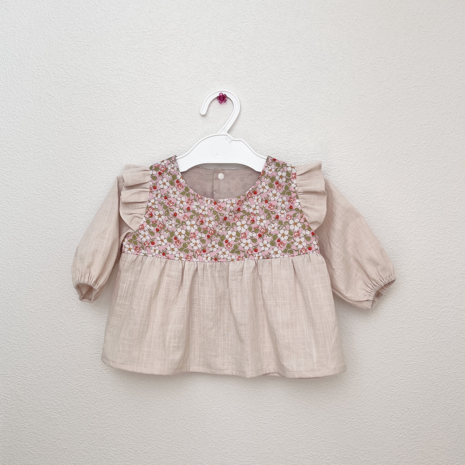 リバティ生地で作ったベビー服 ベビーワンピース No.11A