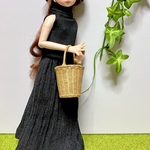 シワ加工スカート☆ドール洋服(リカちゃんブライスの洋服)黒リアルクローズ