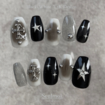 【No.35】秋ネイル　秋冬　Y2Kネイル　韓国ネイル　大人ネイル　グラデーション　モノトーンネイル