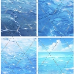 B-17 海 水面 背景紙 コラージュ collage シート sheet achashop