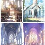 B-18 教会 背景紙 コラージュ collage シート sheet achashop