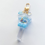 [訳あり限定価格]Clear star stick shaker keychain (blue)