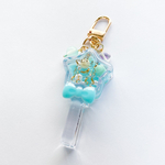 [訳あり限定価格]Clear star stick shaker keychain (aqua)