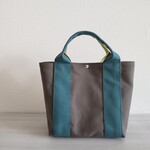 帆布トートバッグM スモーキーグレー×シアンブルー ×ヒワグリーン 倉敷帆布 