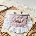 ［お名前刺繍］ハートキルティングフリルスタイ　ピンク　わんちゃん　犬用スタイ