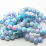 【直輸入】個性的マーブルビーズ*8mm*30個セット*ブルー×ホワイト×ピンクmix