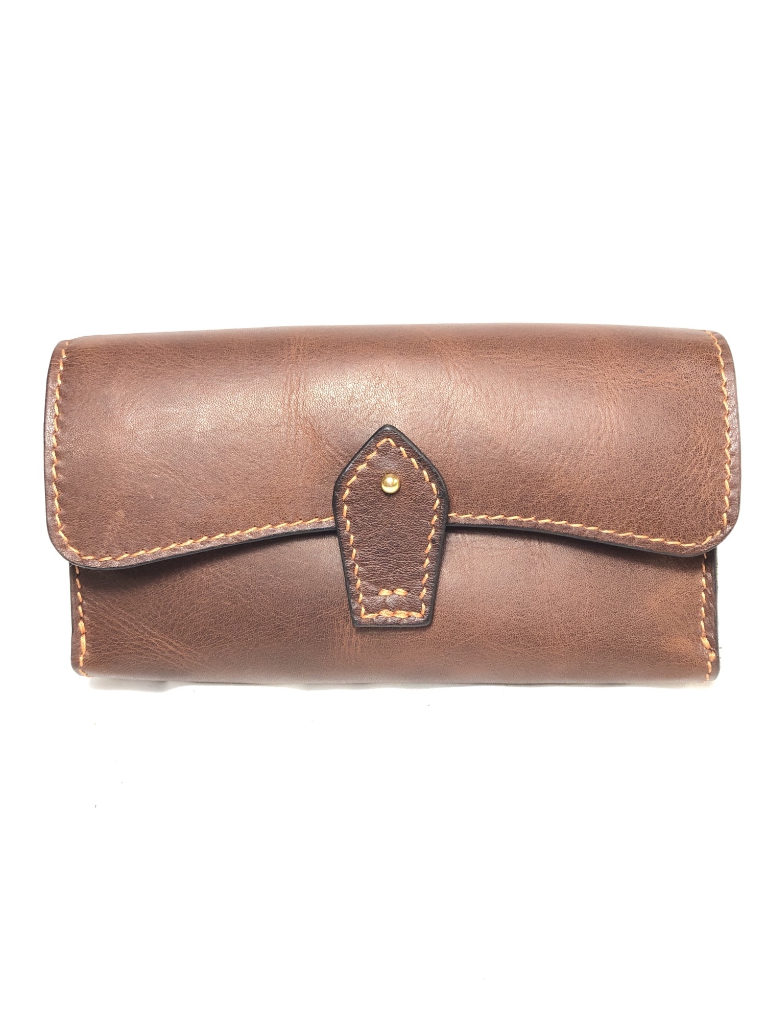 絶妙デザインがカッコいい☆オイルヌメ革三つ折りシャグポーチ