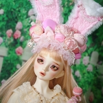 Thank you価格『Sweets🍬Paradise』ピンクの薔薇とピンクマカロン60cmドール対応サイズ 🐰耳マカロンカチューシャ【単品】SD スーパードルフィー キャストドール  ヘッドサイ
