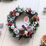 サンタのメッセージリース クリスマスリース 　プリザーブドリース　シルバー　クリスマス　木の実