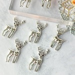 【10個】トナカイ　クリスマス　アンティークシルバー　アクセサリーパーツ　メタルチャーム MP140