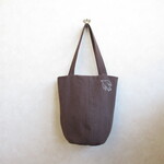 ほそながトートバッグ　ブラウン、鳥さんの刺繍