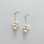 ☆オーダー☆コットンパールと白いお花のチェーンピアス