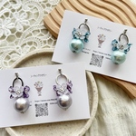💜【ｼﾙﾊﾞｰ × ﾗﾍﾞﾝﾀﾞｰ】コットンパール×フラワーピアス💐