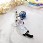星屑にゃんこ　宇宙玉　チャーム　ブルーブラック　