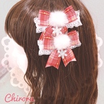 スノーファンタジー♡ファーヘアクリップ (レッド)ロリータ  ロリィタ メイド アイドル 衣装 コンカフェ 量産型 地雷 プレゼント ギフト 推し活 ヲタ活 ヘアメ カラバリ チェック 赤 星 冬素材
