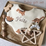 出産祝いgift3点set＊名入れスタイ歯固め　ダイナソー