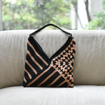 2025新作 コットンお花&ストライプモチーフバッグ（内布付き）