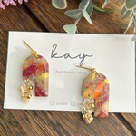 送料無料🔰First work▷▶︎幾何学ビーズ〈パープル〉ピアス/イヤリング