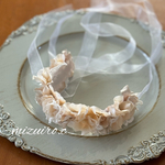 再販【花カチューシャ】犬 ペット ベビー 花冠 チョーカー 紫陽花 ホワイト ベージュ記念撮影 記念日 フォト アーティフィシャルフラワー  ヘッドドレス 髪飾り レース ガーリー ナチュラル 