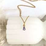 ::再販:: タンザナイト ペアシェイプ 一粒サージカルステンレス ネックレス