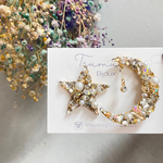新作 月 星 ビジュー ジルコニア エスニック 大ぶり 華やか 結婚式 ブライダル ピアス イヤリング アクセサリー