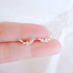 新作　シンプル　18K　高品質　繊細　大人女子　CZダイヤ　Reef　SILVER925　スタッド　ピアス
