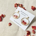 薔薇のハートピアス🌹ローズハート❤️ イヤリング フックピアス ノンホールピアス バレンタイン などなど♡