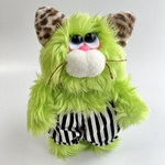 mofu-lulu  ねこ Muscat（マスカット）モフモフでポップな猫のぬいぐるみ　25㎝　ビタミンカラー　フルーツ　黄緑　green グリーン　昭和　平成　レトロ　レオパード　ストライプ