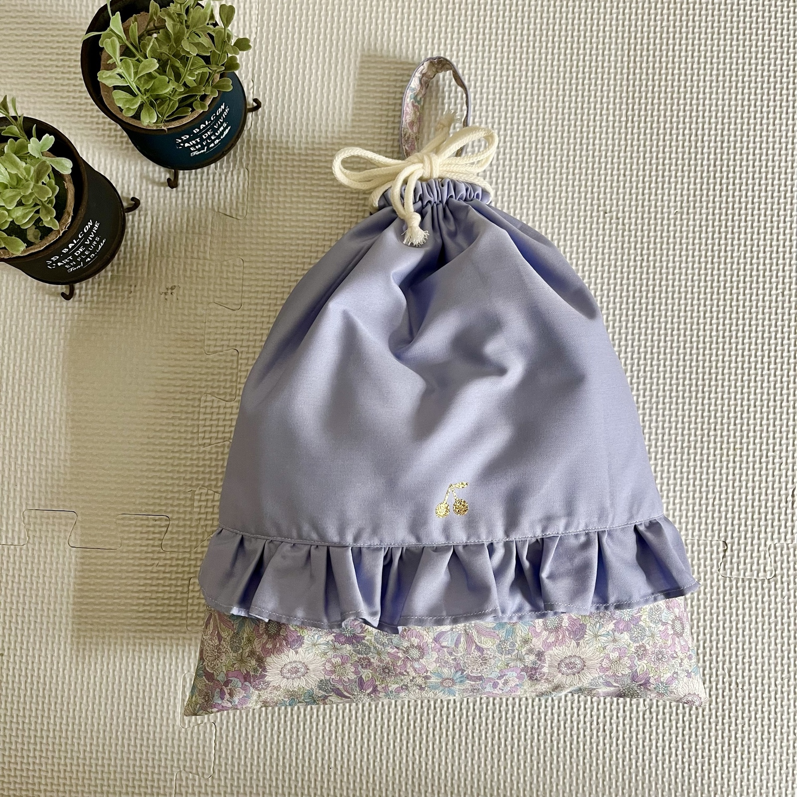 入園入学3点セット ラベンダー×花柄 - SAKURA08248'S GALLERY | minne